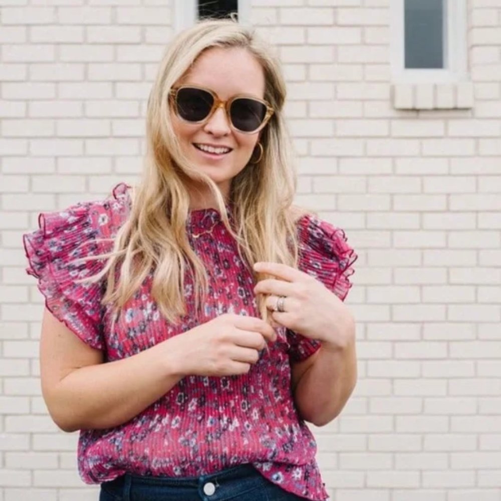 Anthropologie Pink Floral Blouse